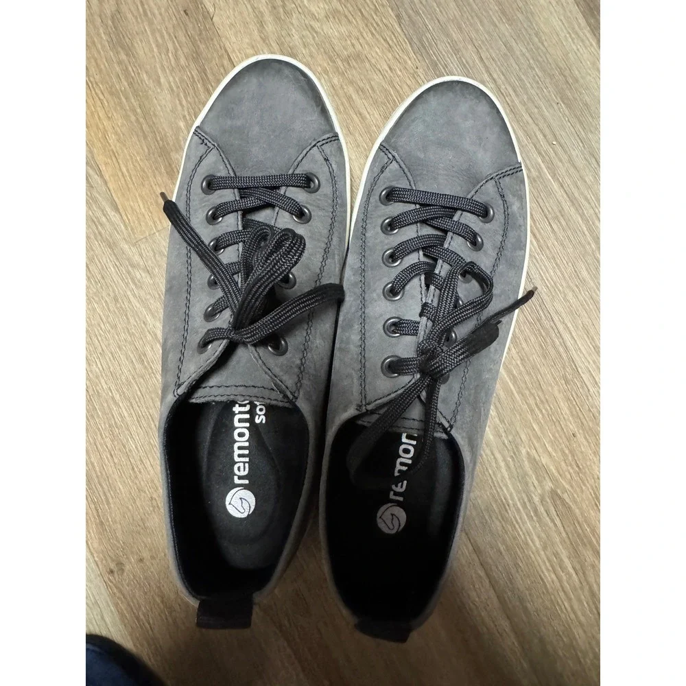 Remonte Alina 00 Moor Leather Sneakers Soft Grey Leather Low Top  EU 39 US 8.5 - Picture 6 of 8